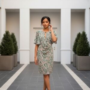 Black Label Evan Picone Pink Green Dress 4 NWT Career  Work Casual Brunch